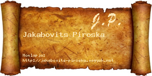 Jakabovits Piroska névjegykártya